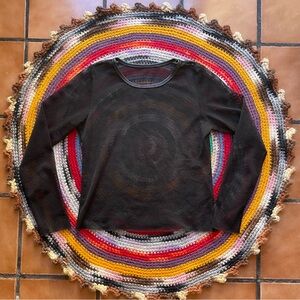 Black Mesh Long Sleeve Top